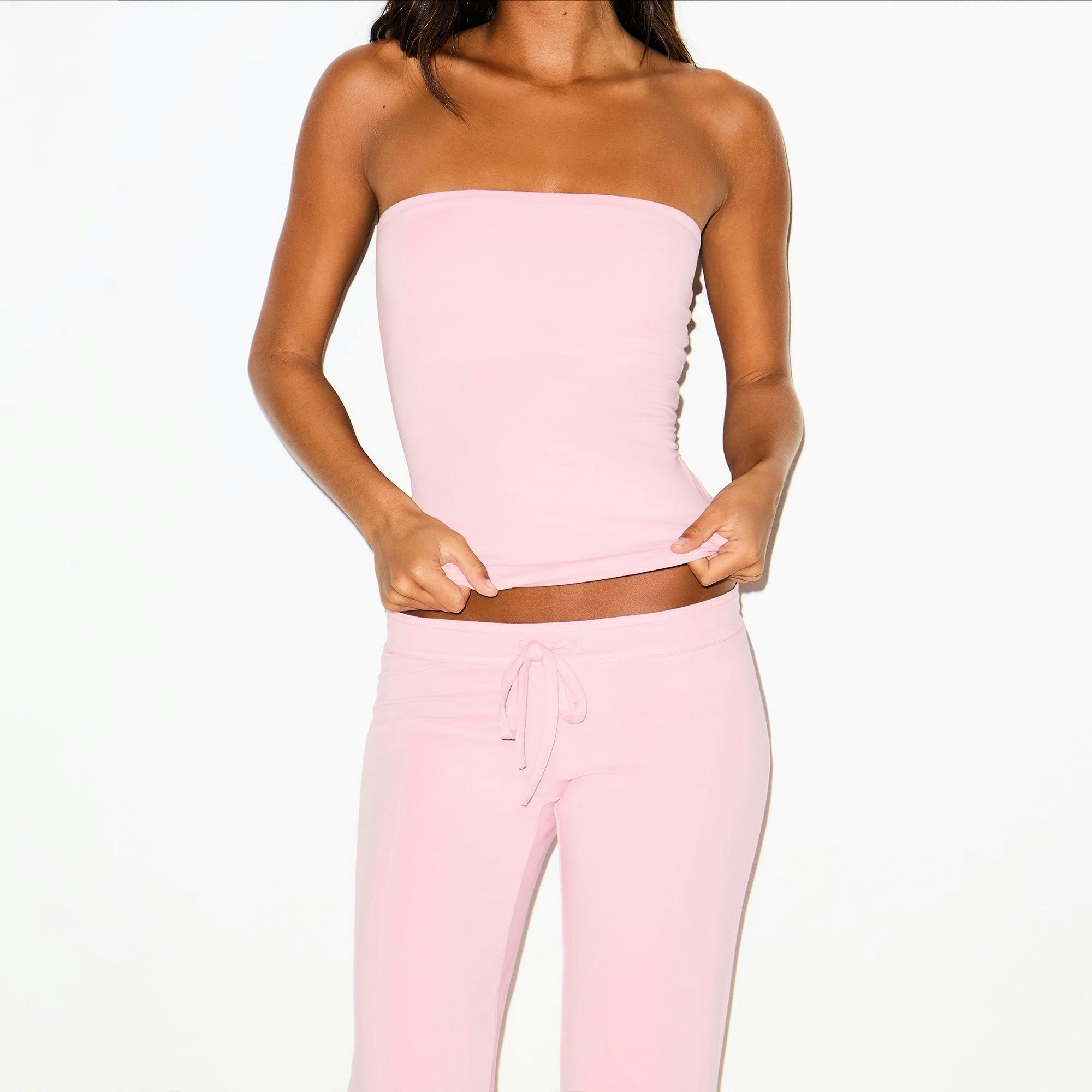 COTTON JERSEY LOW RISE CROP PANT
