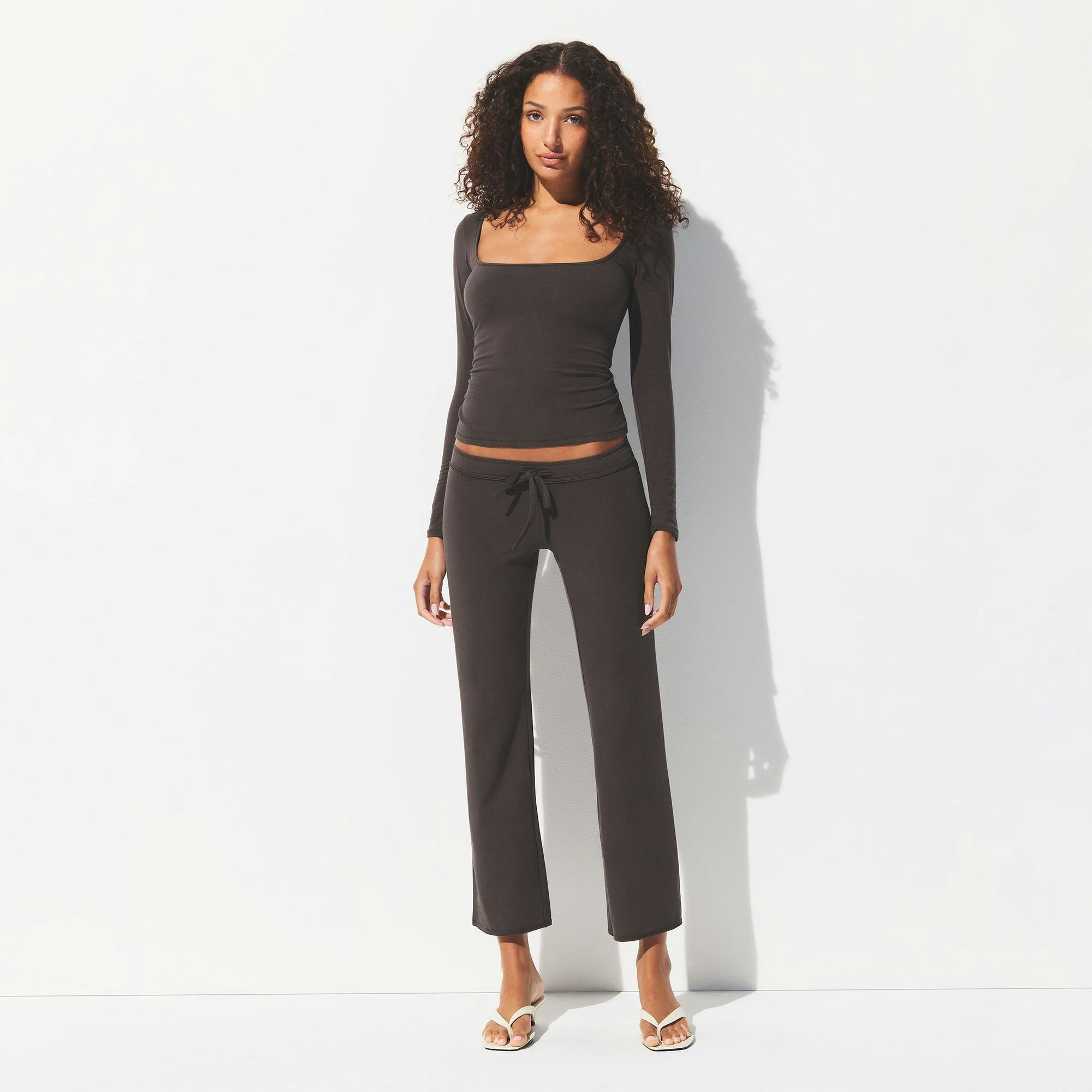 COTTON JERSEY LOW RISE CROP PANT