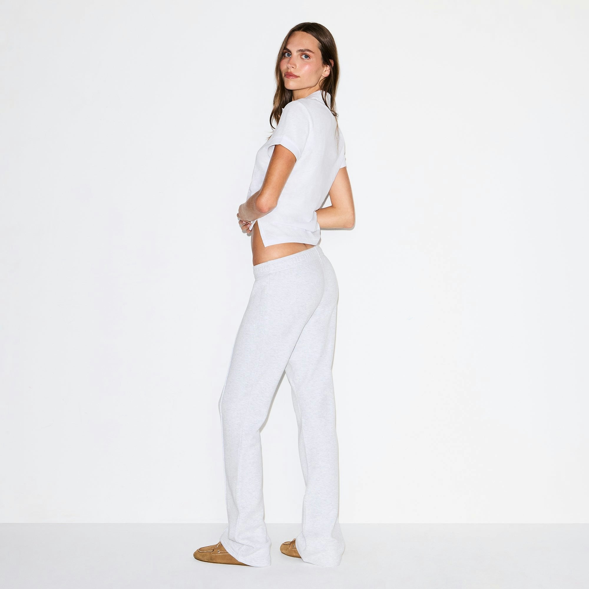 COTTON FLEECE LOW RISE SLIM PANT