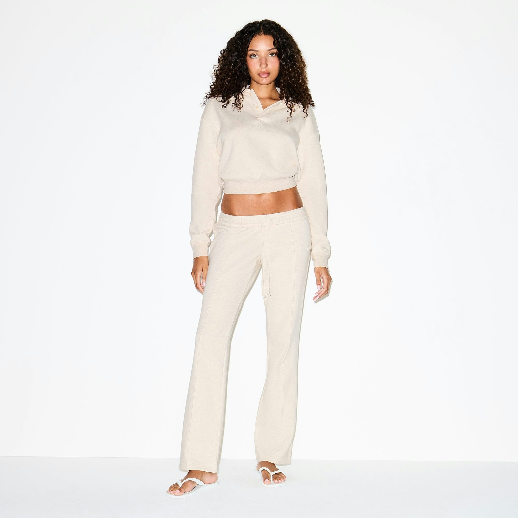 COTTON FLEECE LOW RISE SLIM PANT