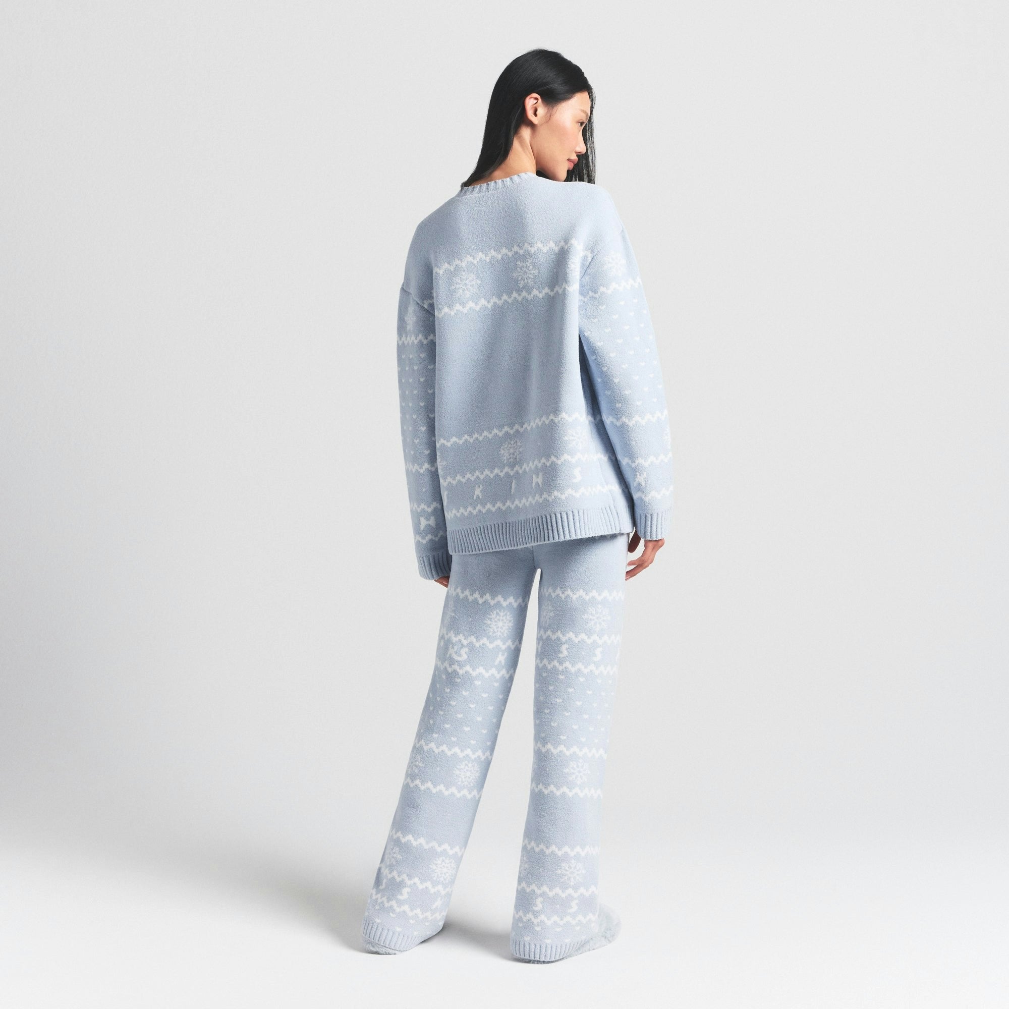 Skims Cozy Light Pant Zen Blue Heart Fair Isle