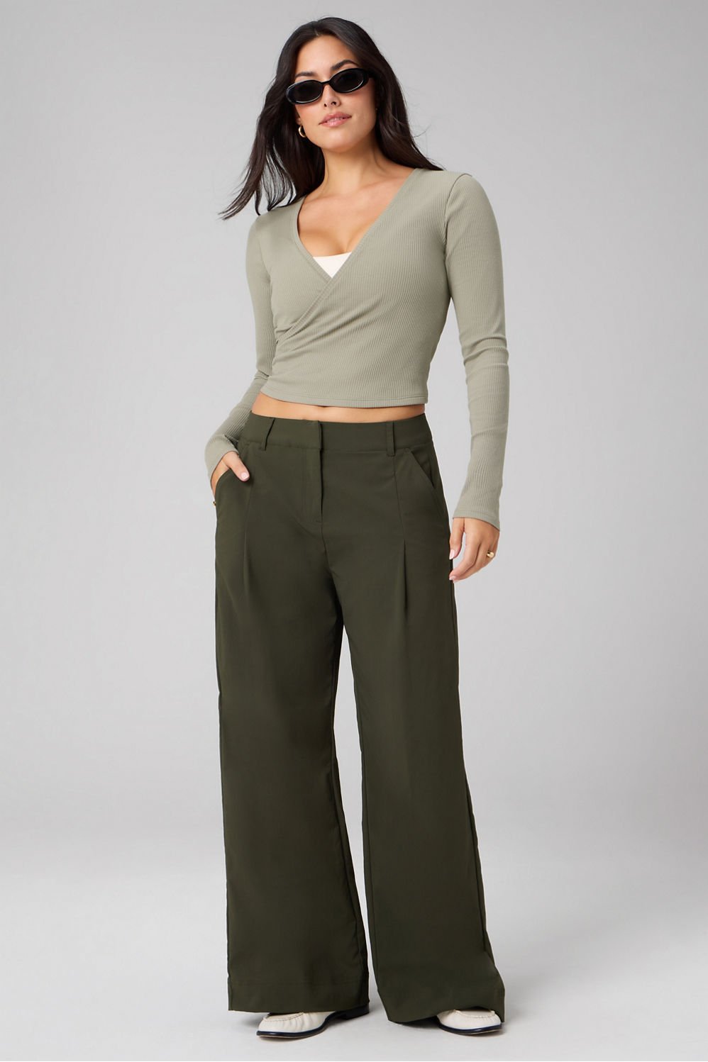 Fabletics Everyday Wide Leg Mid-Rise Trouser