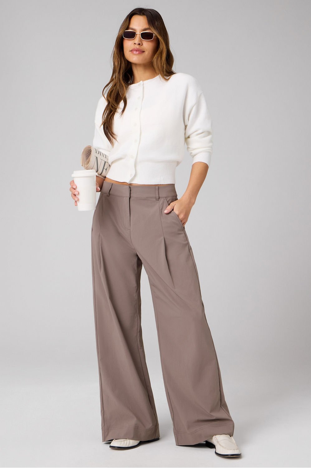 Fabletics Everyday Wide Leg Mid-Rise Trouser