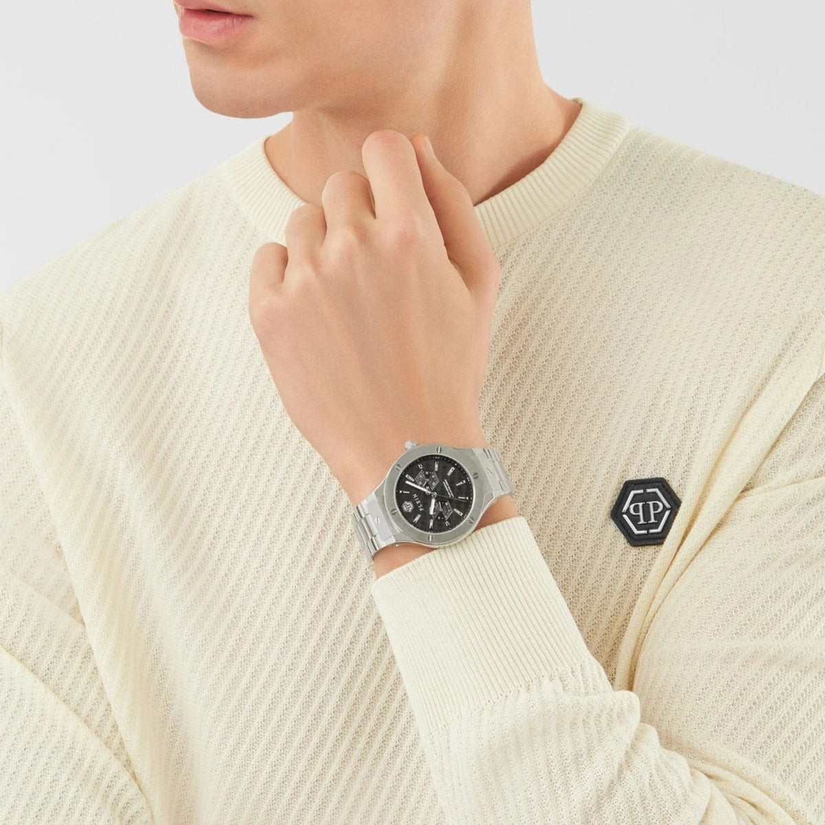 Philipp Plein Men Quartz Black Dial Multi-Function Stainless Steel Watch PW1GA0326