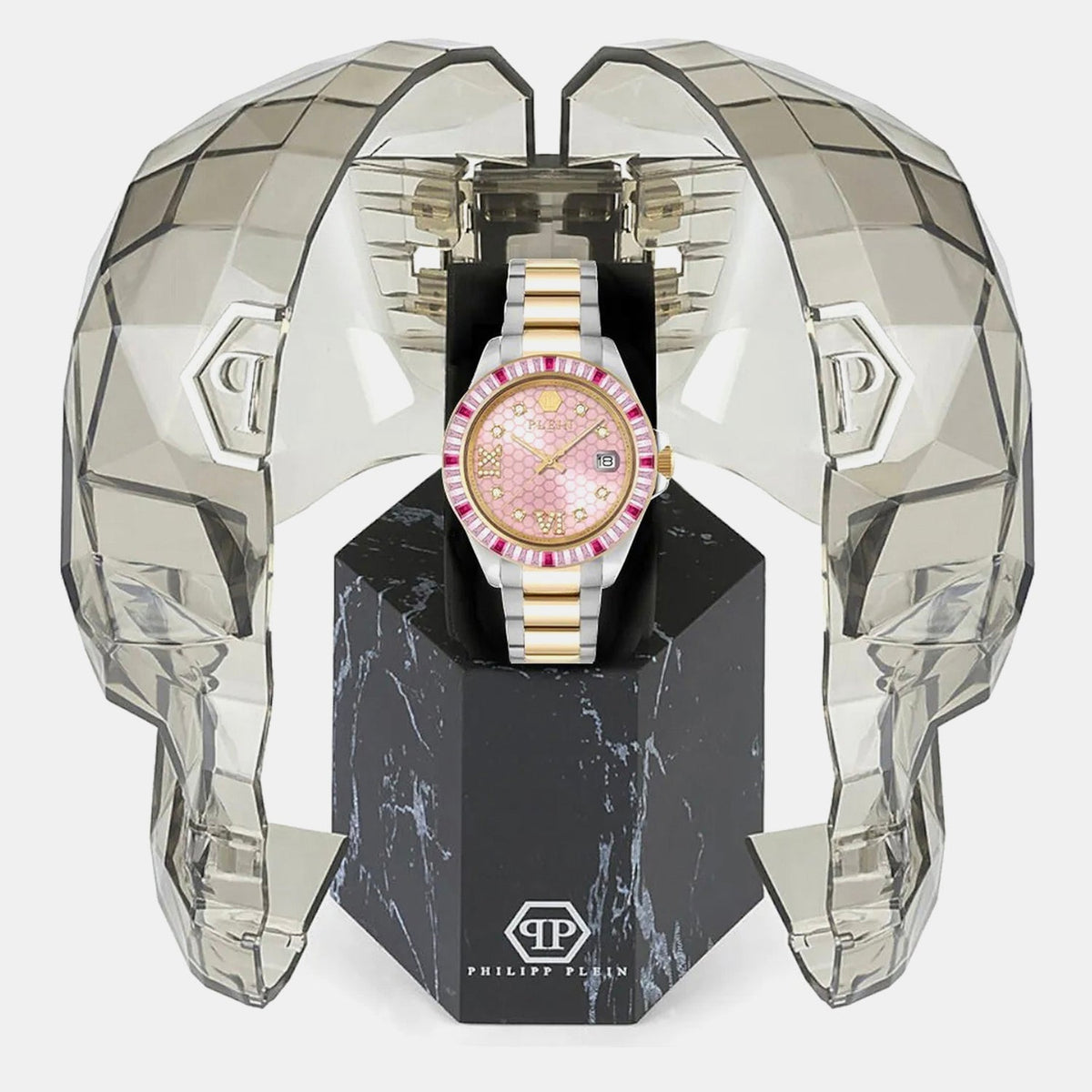Philipp Plein Lady Empire Unisex Quartz Pink Dial Analog Stainless Steel Watch PW2FA0325