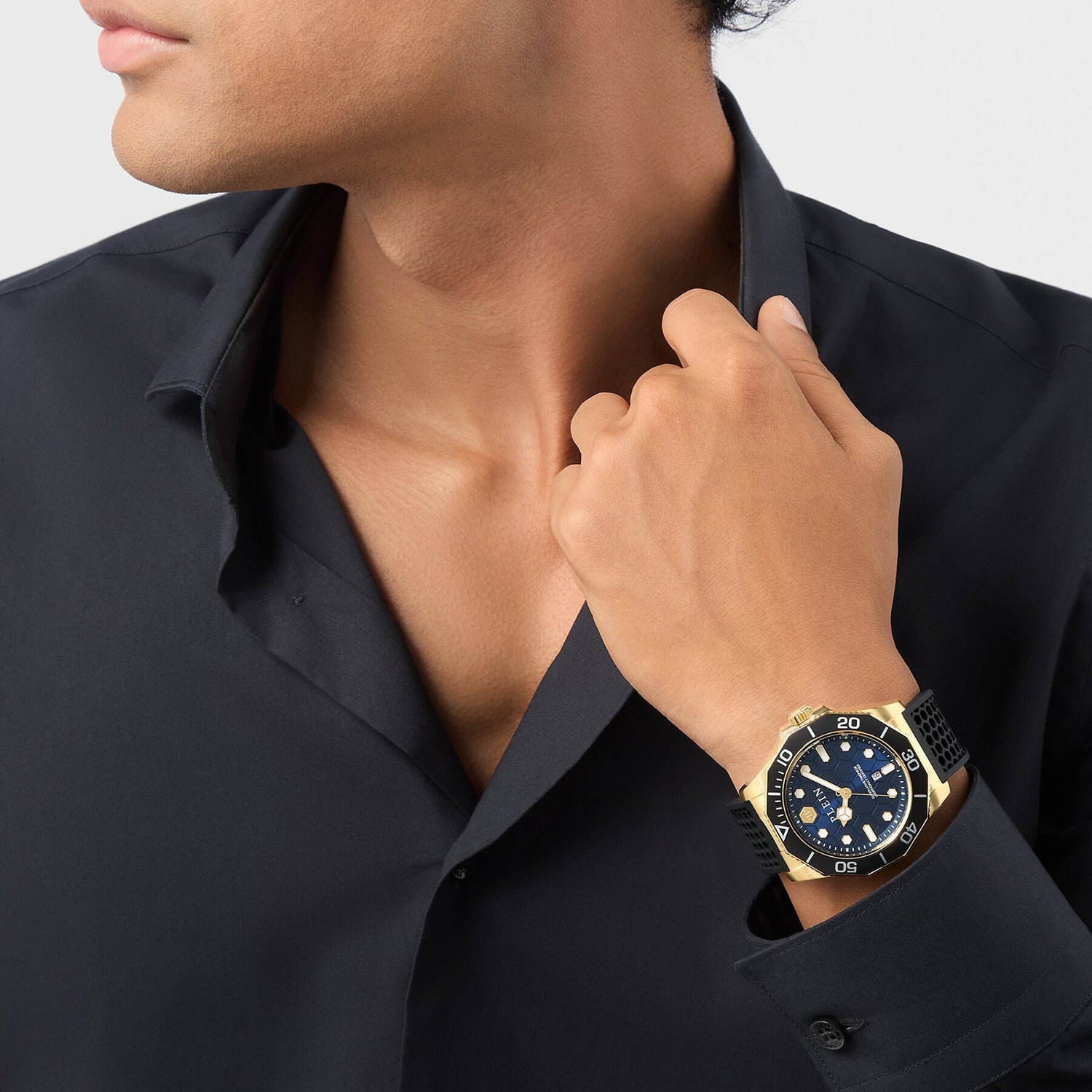 Philipp Plein Aquastorm Men Quartz Blue Dial Analog Silicone Watch Pw2Ga0226