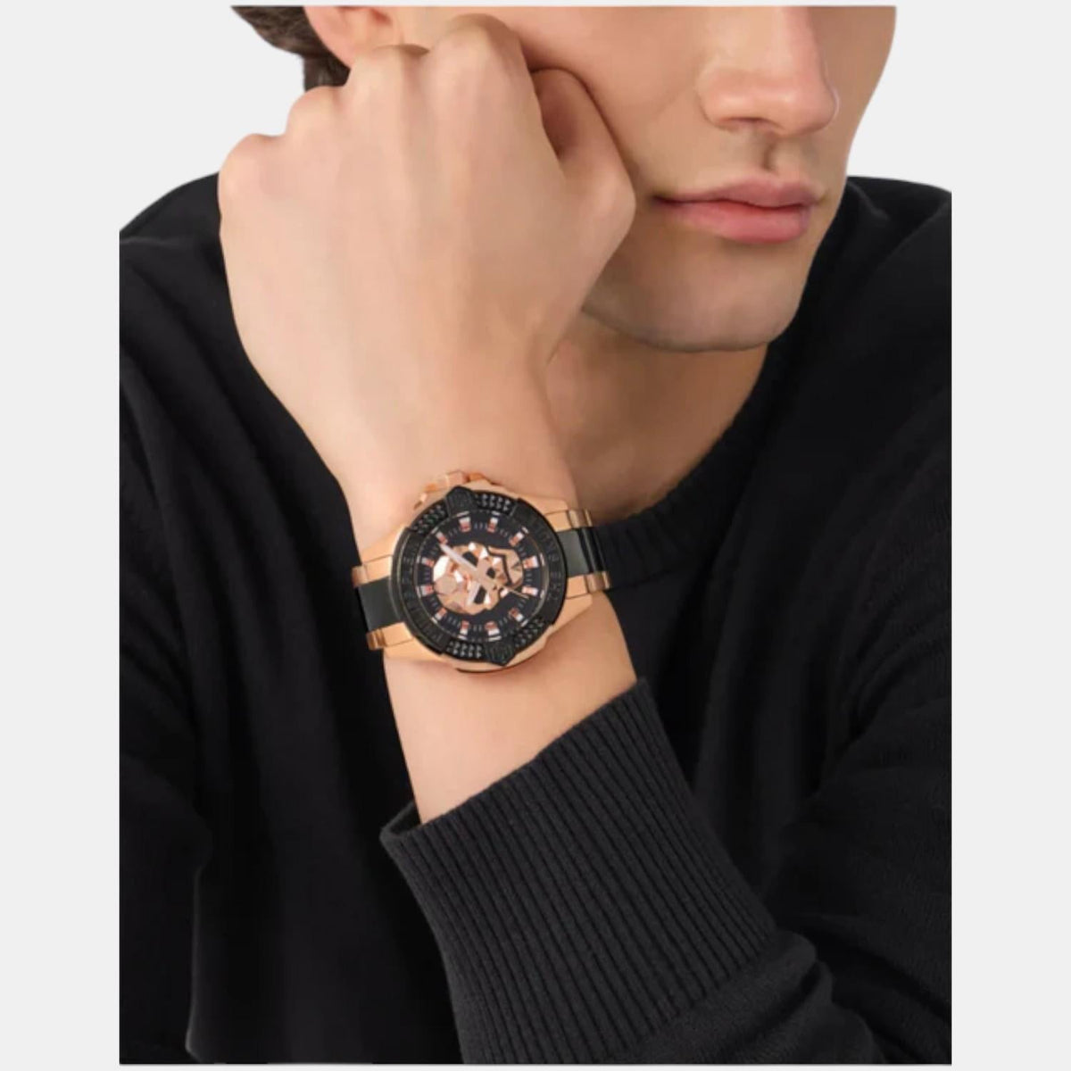 Philipp Plein Men Quartz Black Dial Analog Stainless Steel Watch PWAAA3125