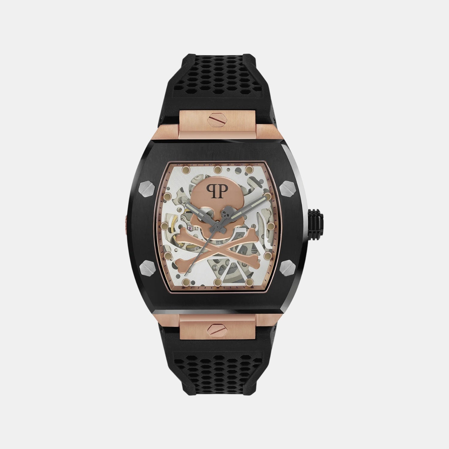 Philipp Plein Men Automatic Rose Gold Dial Analog Silicone Watch Pwbaa0121
