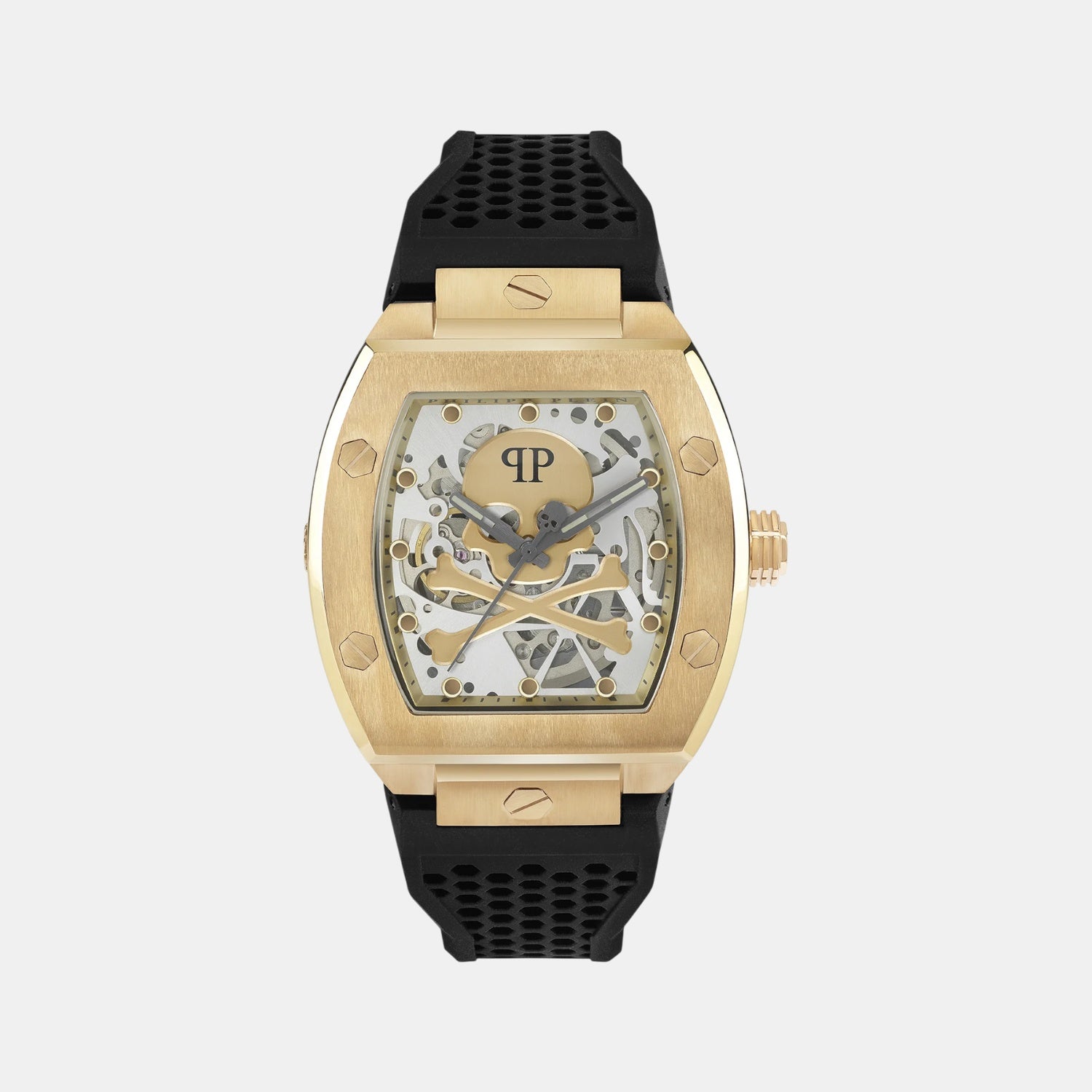 Philipp Plein Men Automatic Gold Dial Analog Silicone Watch Pwbaa0321