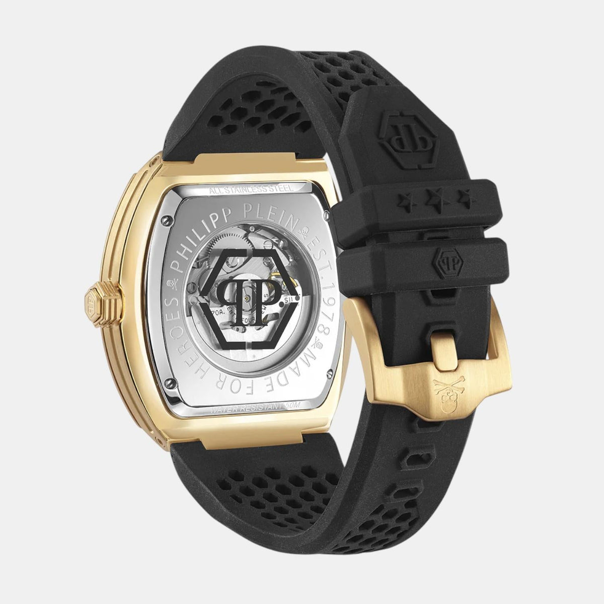 Philipp Plein Men Automatic White Dial Analog Silicone Watch PWBAA0321