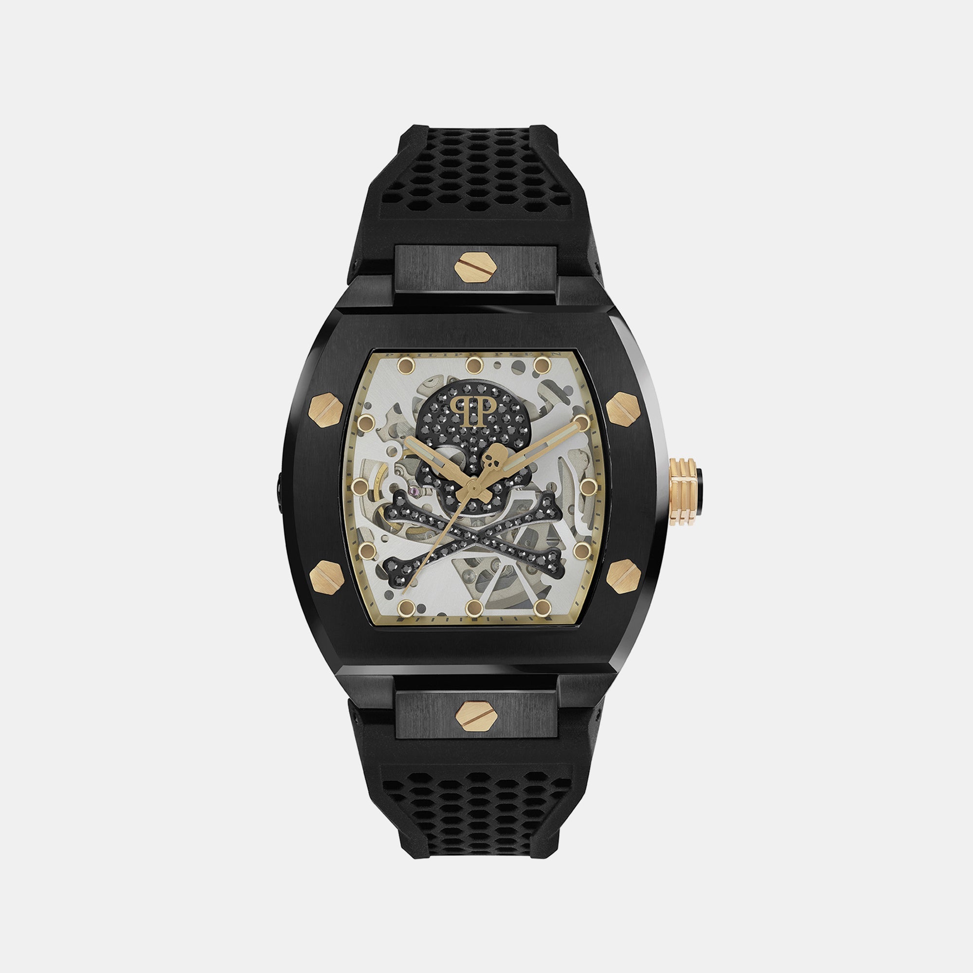 Philipp Plein $Kull Men Automatic Black Dial Analog Silicone Watch Pwbaa0521