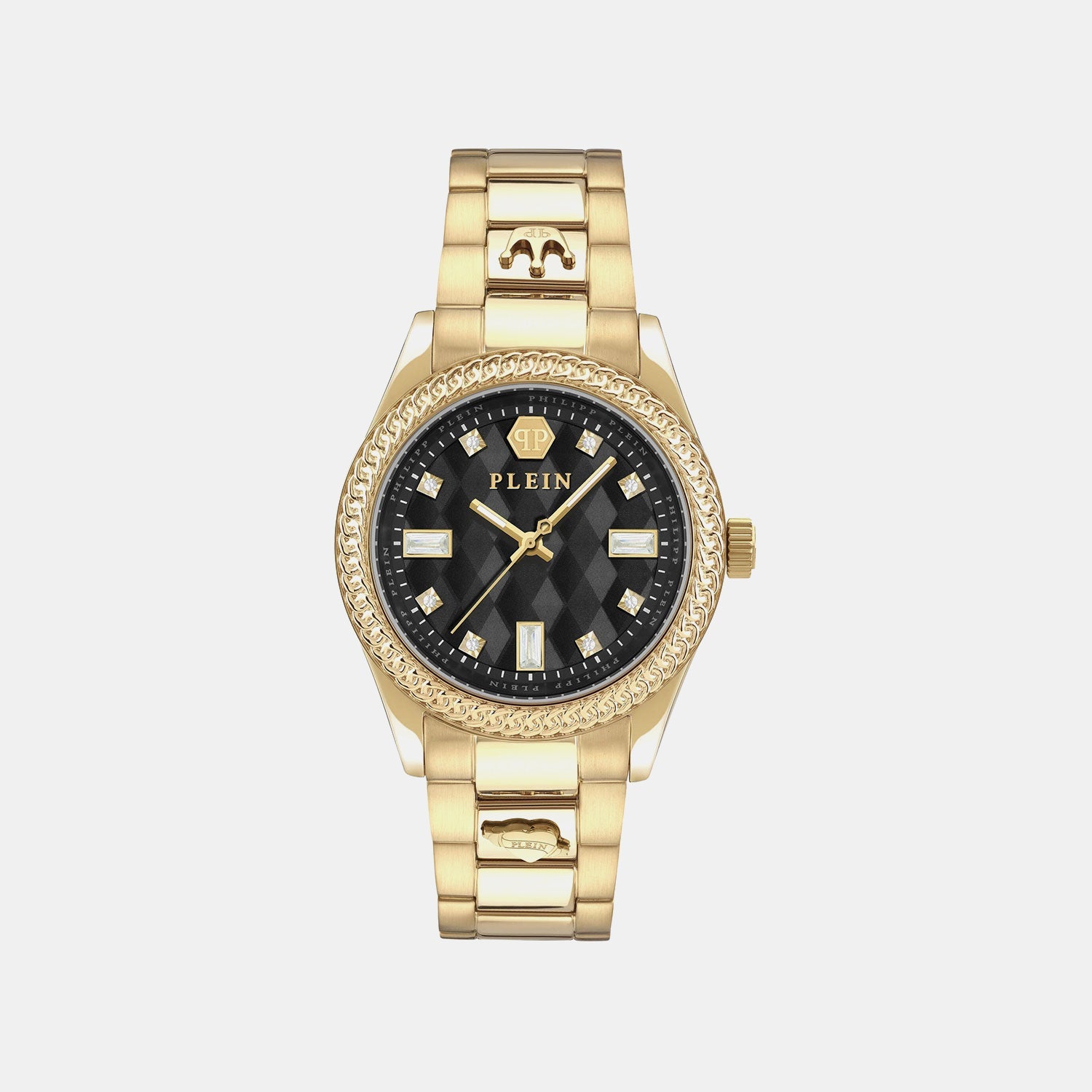Philipp Plein Cda-Queen 38Mm-Pw Women Quartz Black Dial Analog Stainless Steel Watch Pwcda0624