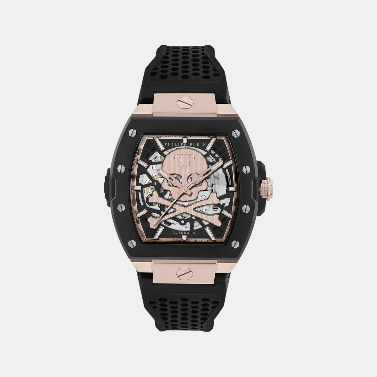 Philipp Plein Men Automatic Black Dial Analog Silicone Watch PWJFA0225