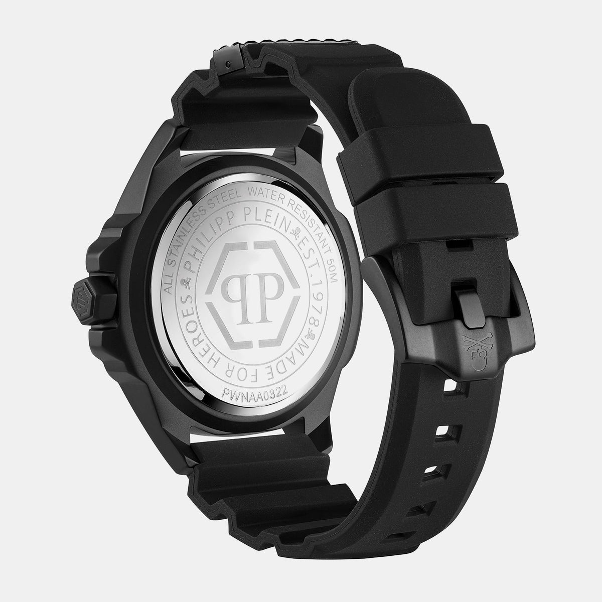 Philipp Plein Unisex Quartz Black Dial Analog Silicone Watch PWNAA0322