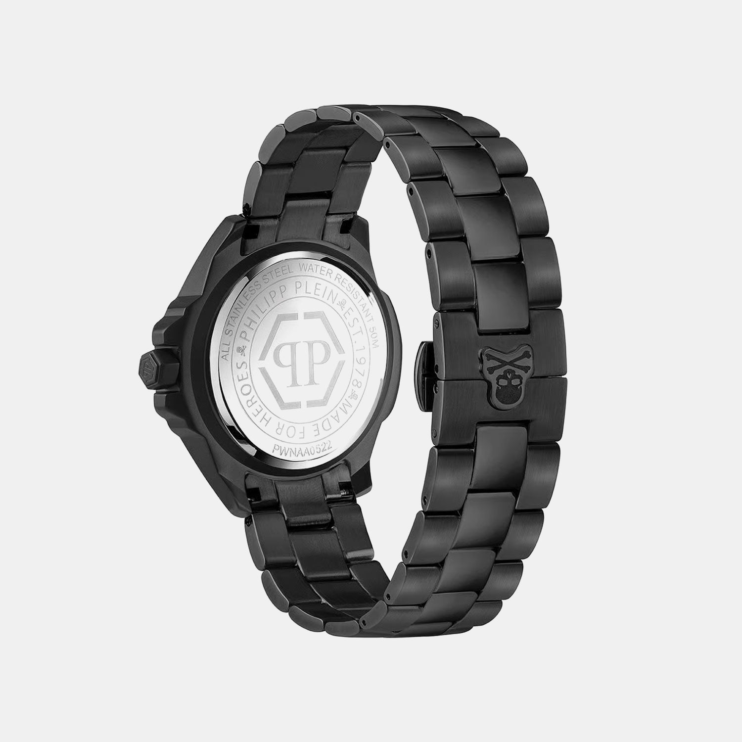 Philipp Plein Naa - The Skull 41Mm Unisex Quartz Black Dial Analog Stainless Steel Watch Pwnaa0522