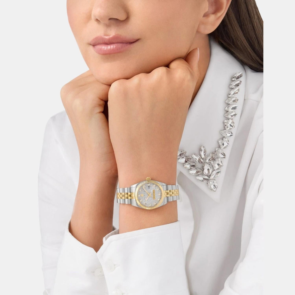 Philipp Plein Women Quartz Grey Dial Analog Stainless Steel Watch PWNFA0425