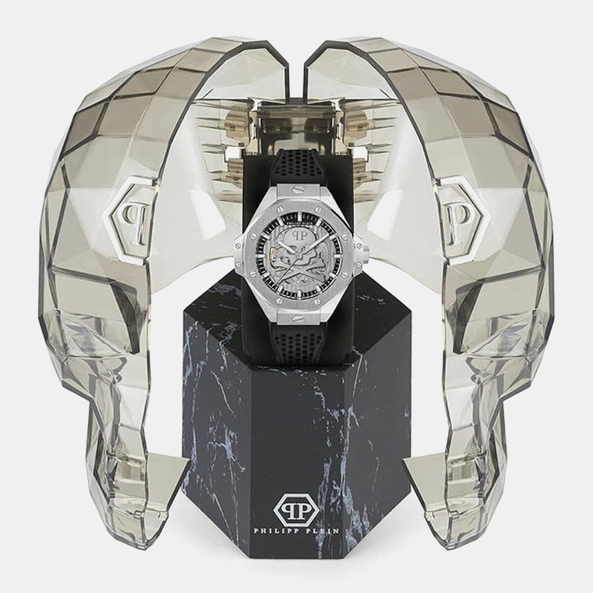 Philipp Plein Men Automatic Silver Dial Analog Silicone Watch PWPFA0124