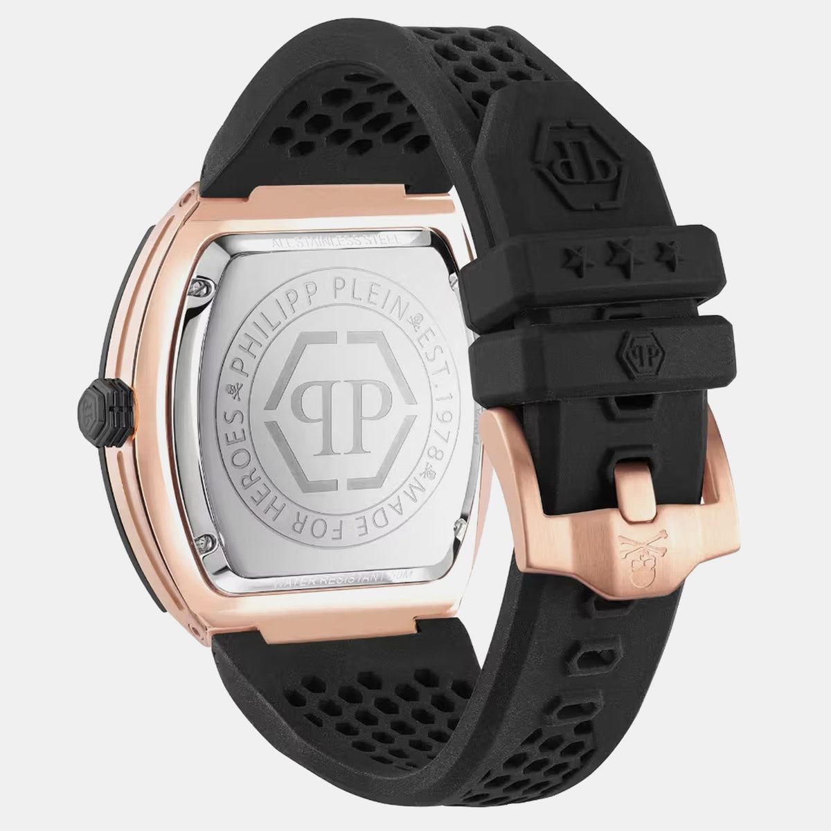 Philipp Plein Pua-the Hexagon Phantom-P Men Quartz Black Dial Analog Silicone Watch PWPUA0124