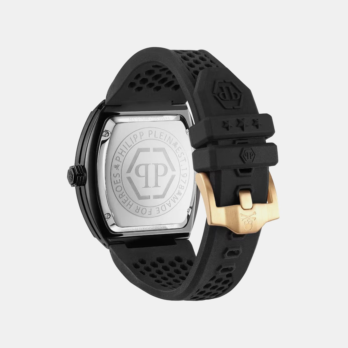 Philipp Plein Pua-the Hexagon Phantom-P Men Quartz Black Dial Analog Silicone Watch PWPUA0224