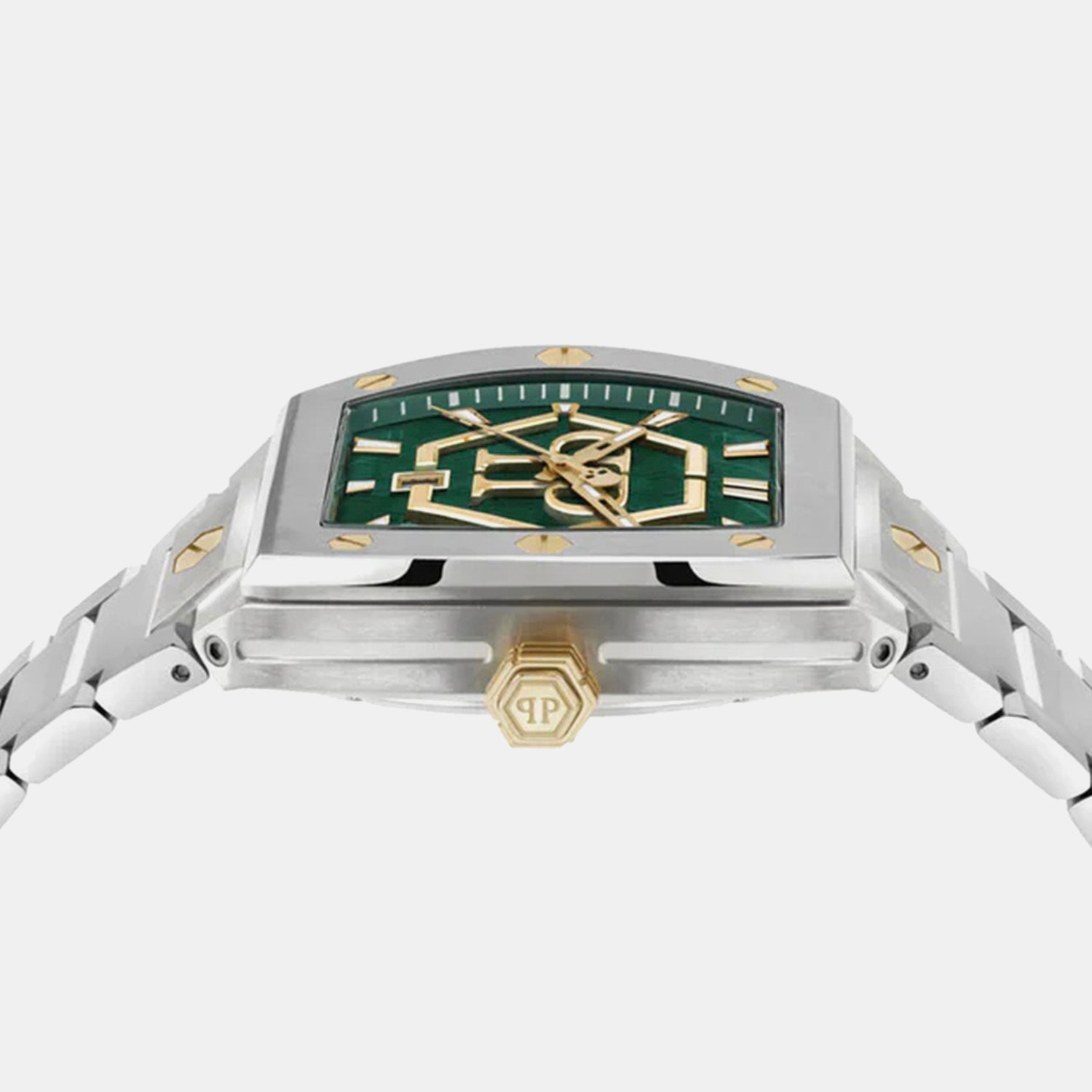 Philipp Plein Hexagon Phantom Men Quartz Green Dial Analog Stainless Steel Watch Pwpua0825