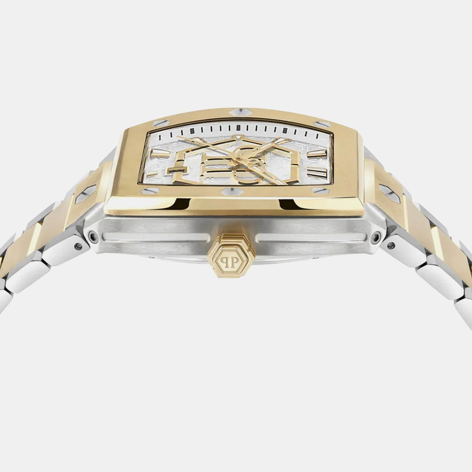 Philipp Plein Hexagon Phantom Men Quartz Silver Dial Analog Stainless Steel Watch Pwpua0925
