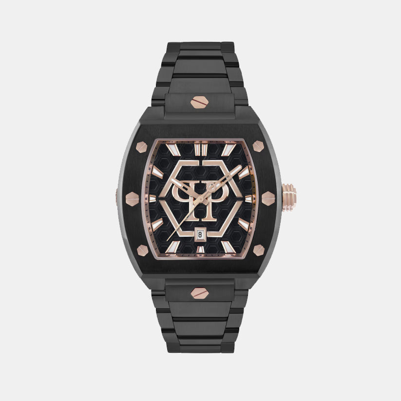 Philipp Plein Hexagon Phantom Men Quartz Black Dial Analog Stainless Steel Watch Pwpua1025