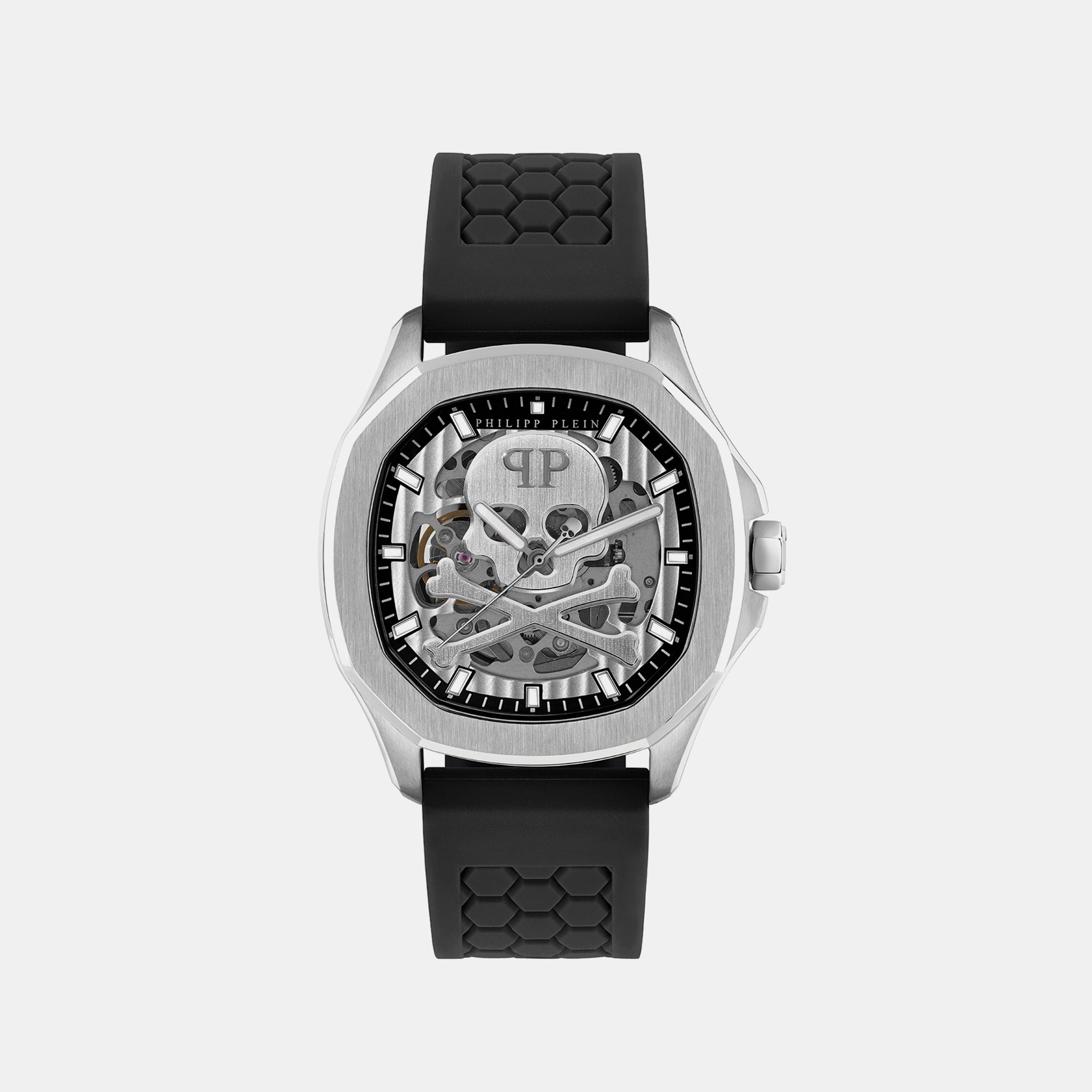 Philipp Plein High-Iconic Men Automatic Silver Dial Analog Silicone Watch PWRAA0123
