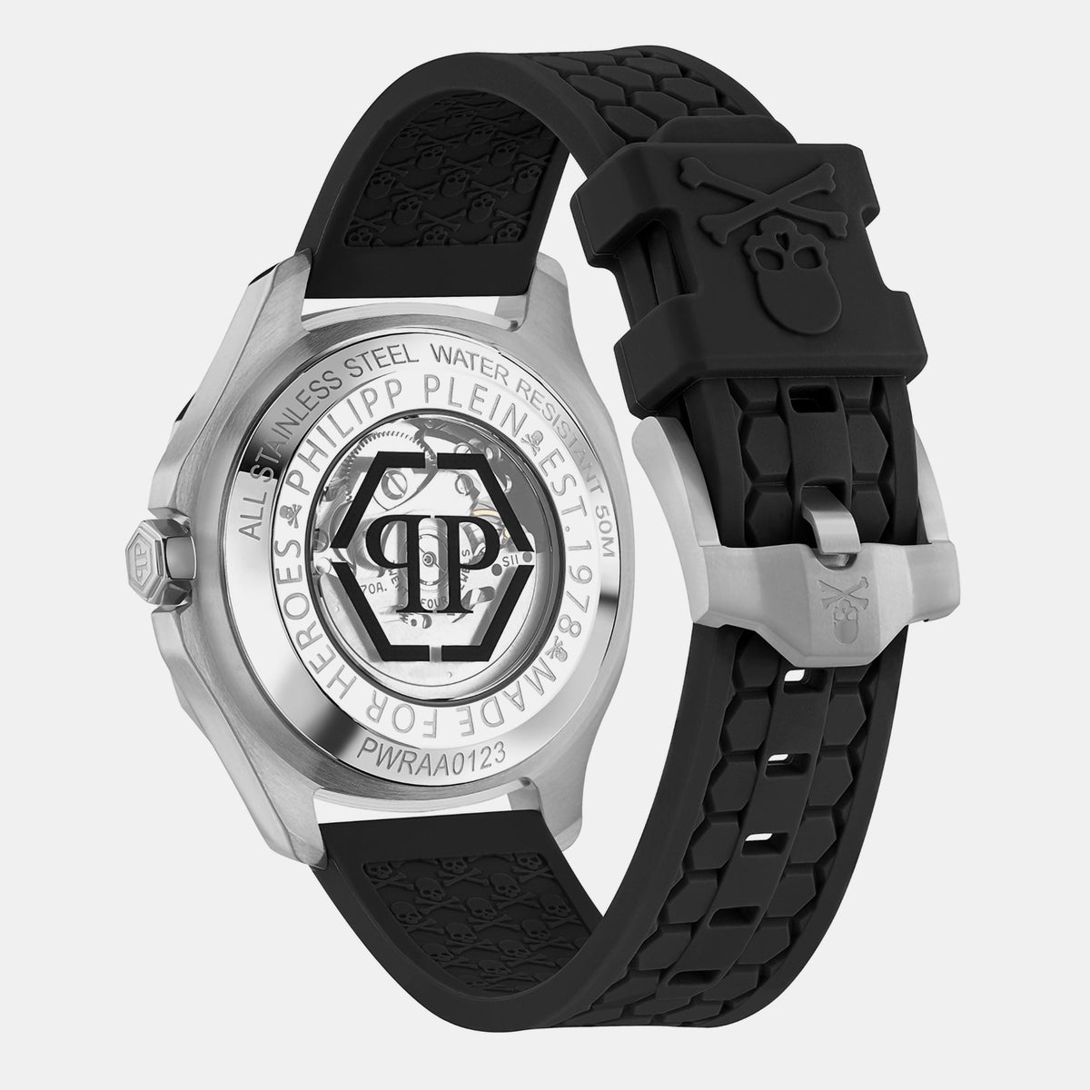 Philipp Plein High-Iconic Men Automatic Silver Dial Analog Silicone Watch PWRAA0123