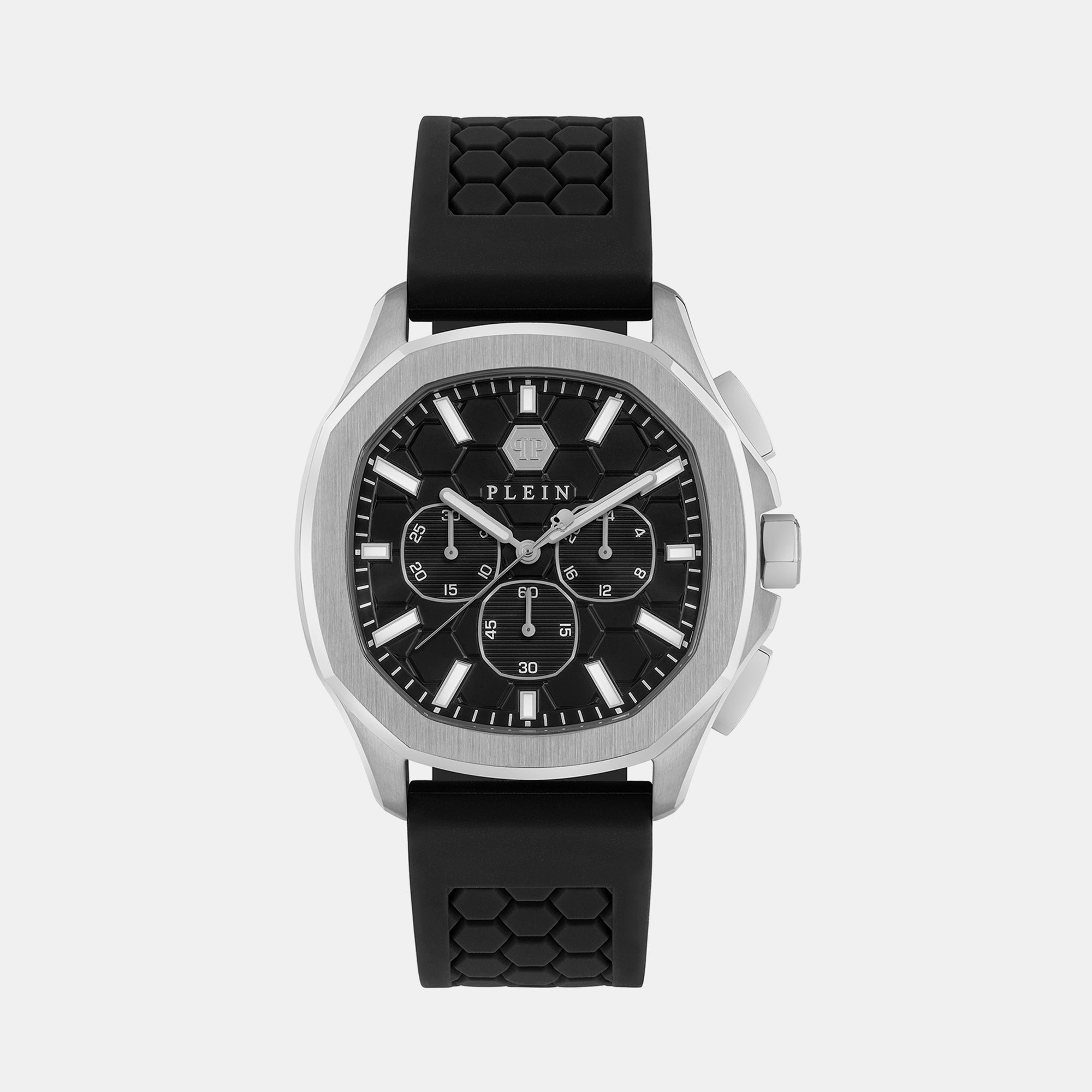 Philipp Plein High-Iconic Men Quartz Black Dial Chronograph Silicone Watch Pwsaa0123