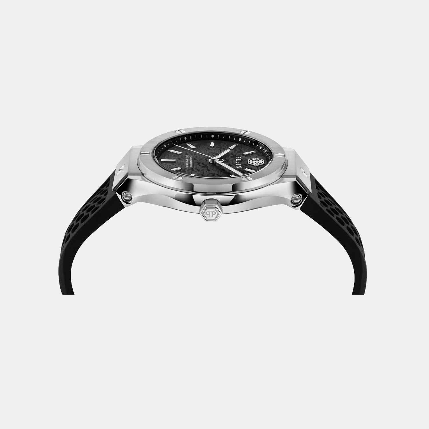 Philipp Plein Ufa-New Gent Line Men Quartz Black Dial Analog Silicone Watch Pwufa0125