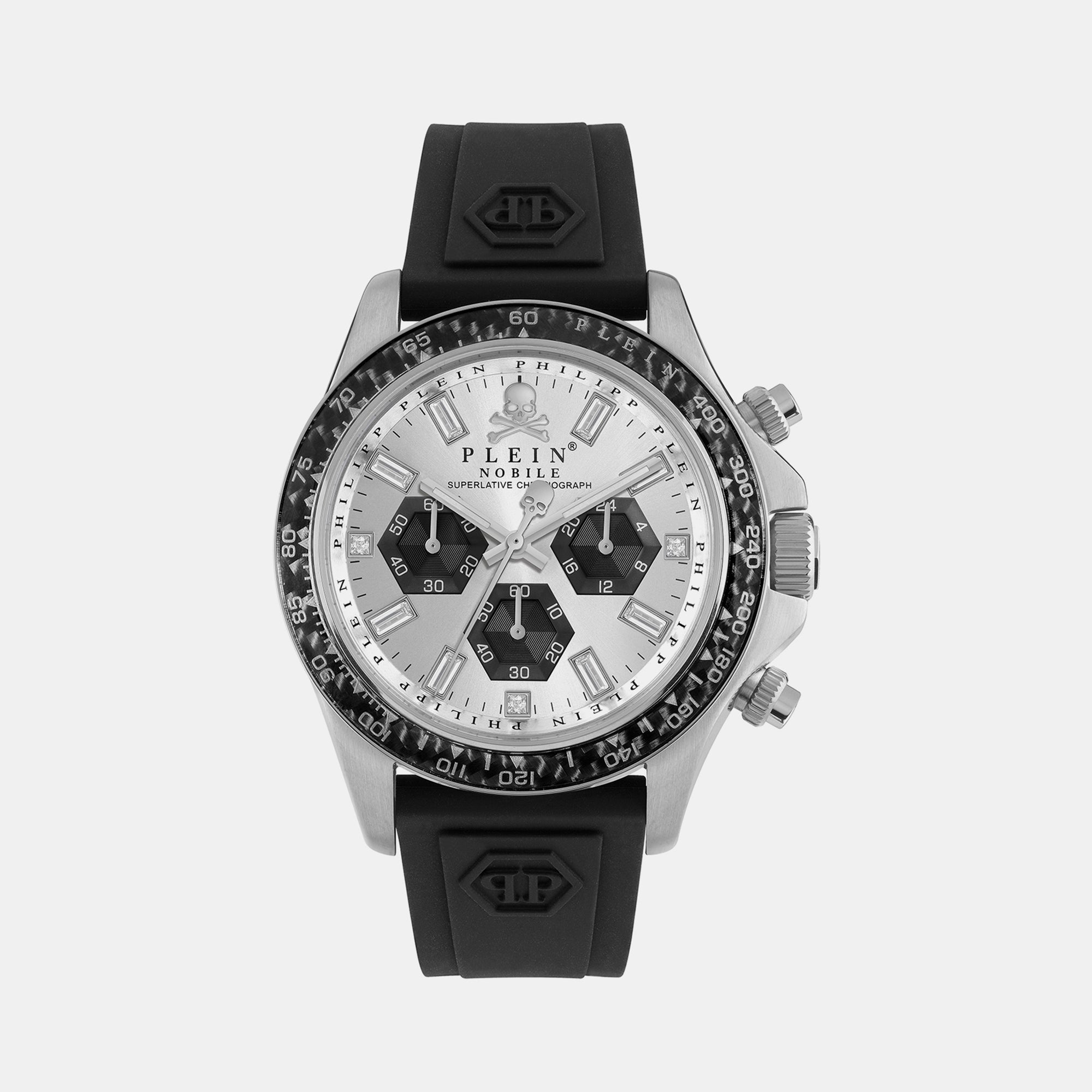 Philipp Plein Street Couture Unisex Quartz Silver Dial Chronograph Silicone Watch Pwvaa0523