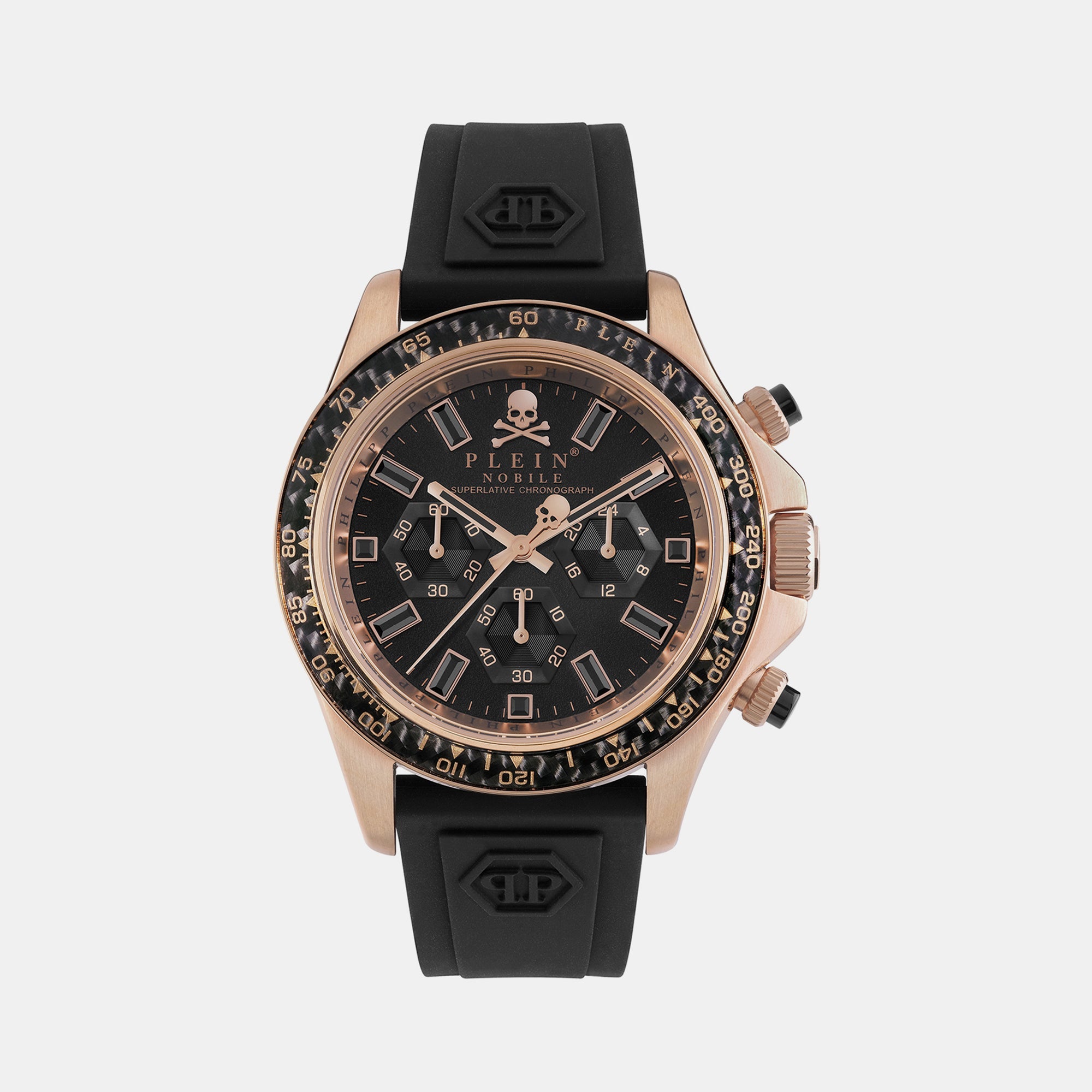 Philipp Plein Street Couture Unisex Quartz Black Dial Chronograph Silicone Watch Pwvaa0623