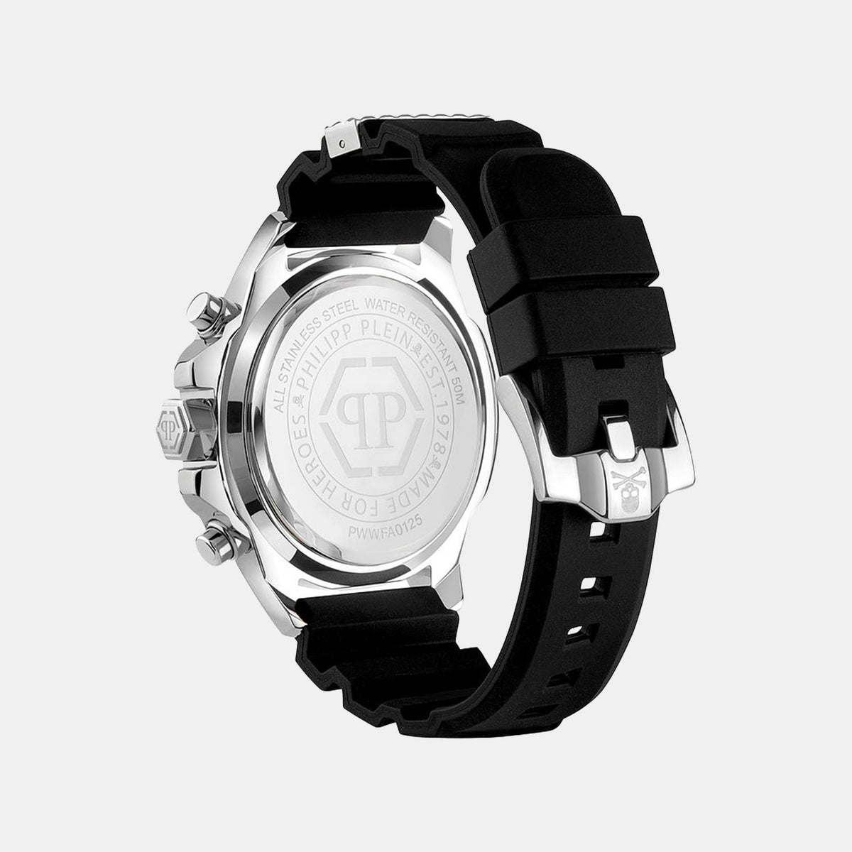 Philipp Plein the $Kull Chrono Men Quartz Black Dial Chronograph Silicone Watch PWWFA0125