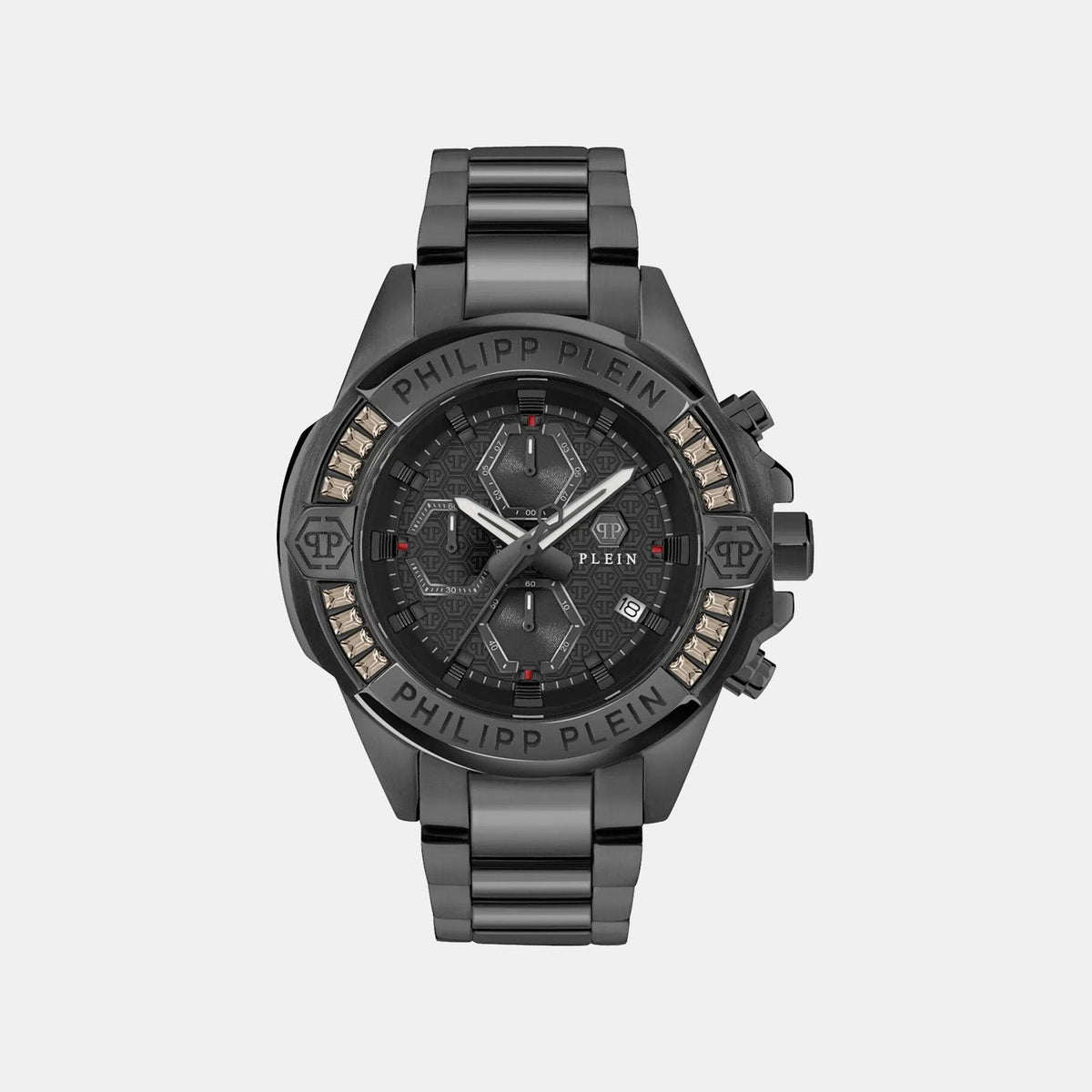 Philipp Plein $Kull Men Quartz Black Dial Chronograph Stainless Steel Watch PWWFA0725
