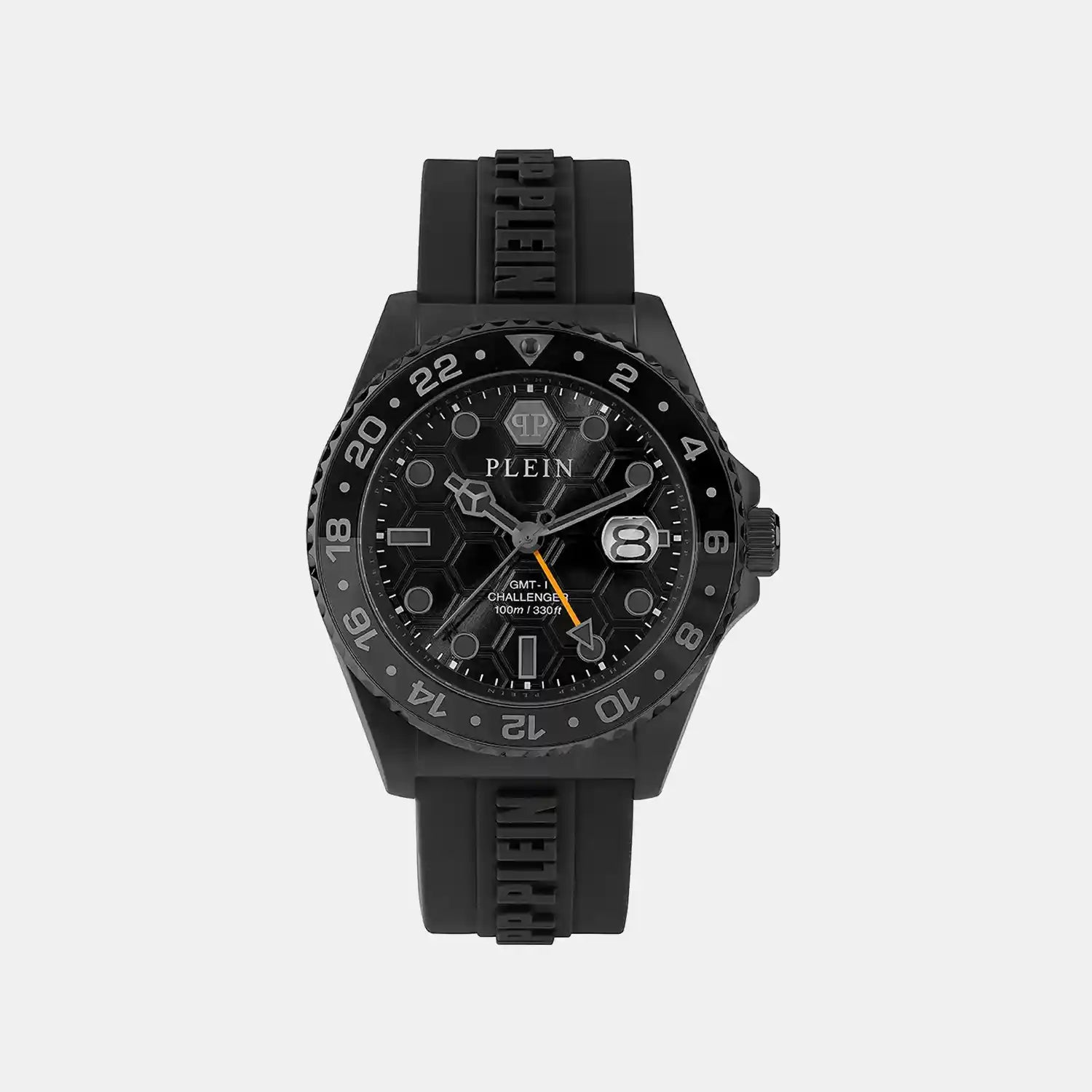 Philipp Plein Gmt-I Challenger Men Quartz Black Dial Analog Silicone Watch Pwyba1023