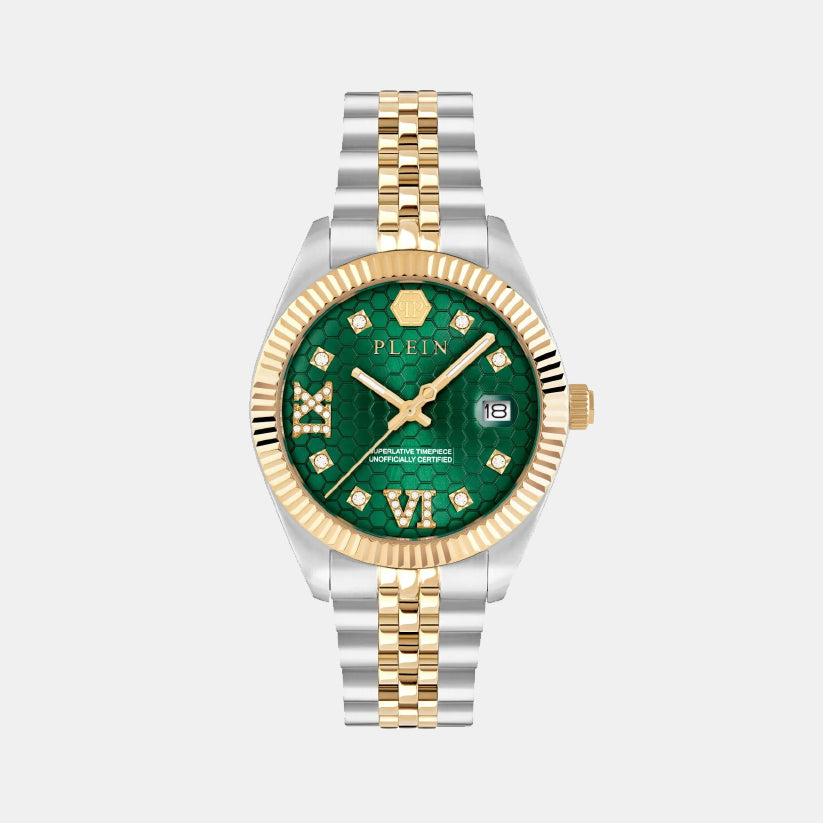 Philipp Plein Superlative Women Quartz Green Dial Analog Stainless Steel Watch PWYFA0225