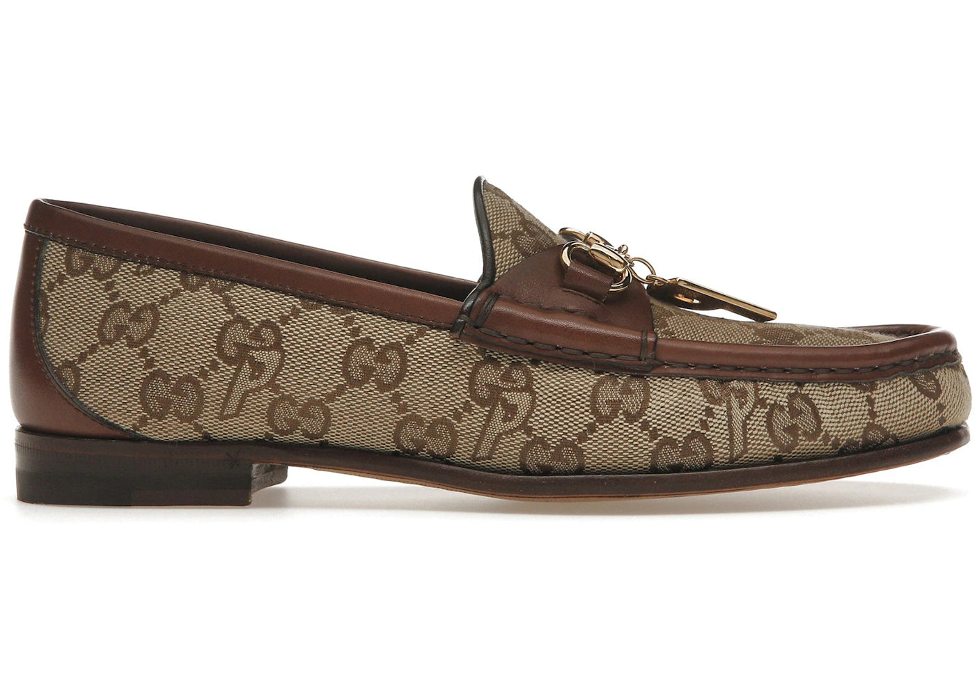 palace x gucci gg-p canvas horsebit p charm beige