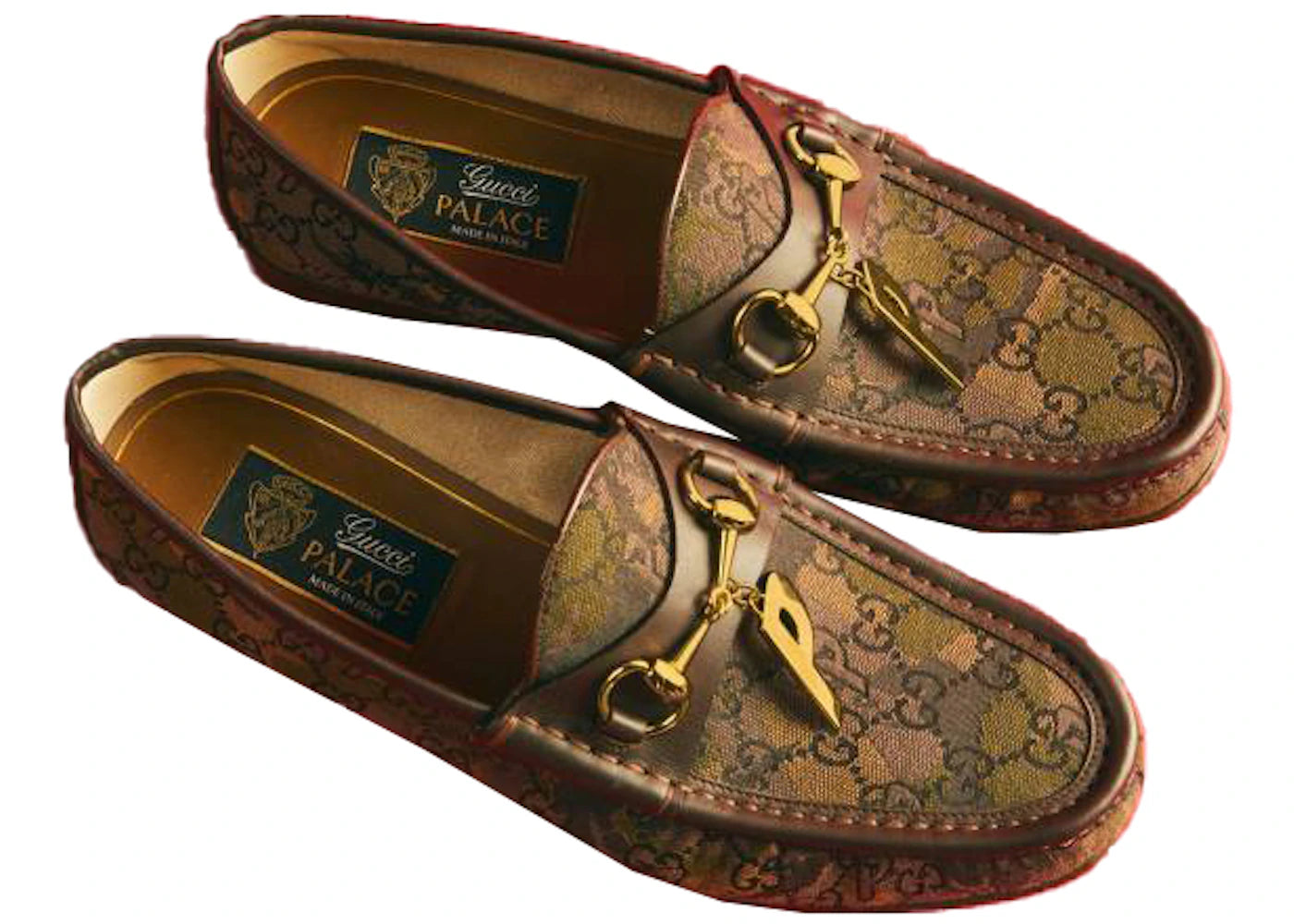 palace x gucci gg-p canvas horsebit p charm camoflauge