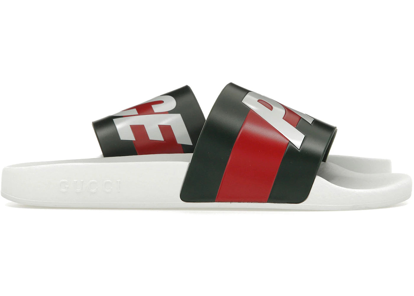 palace x gucci logo web slide sandal white (women's)