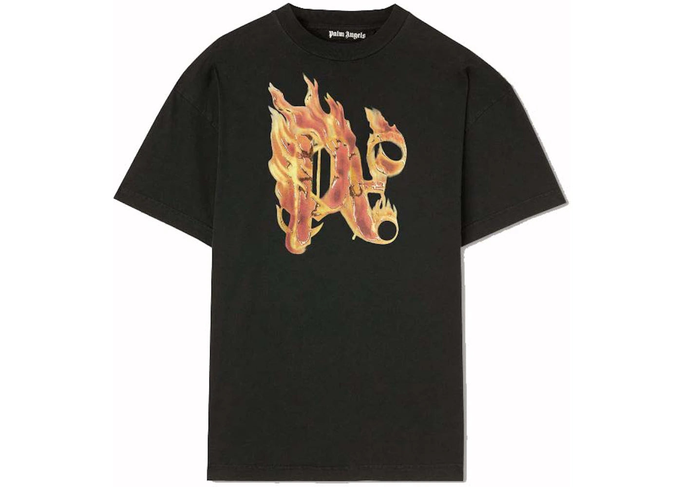 palm angels burning monogram t-shirt black/gold
