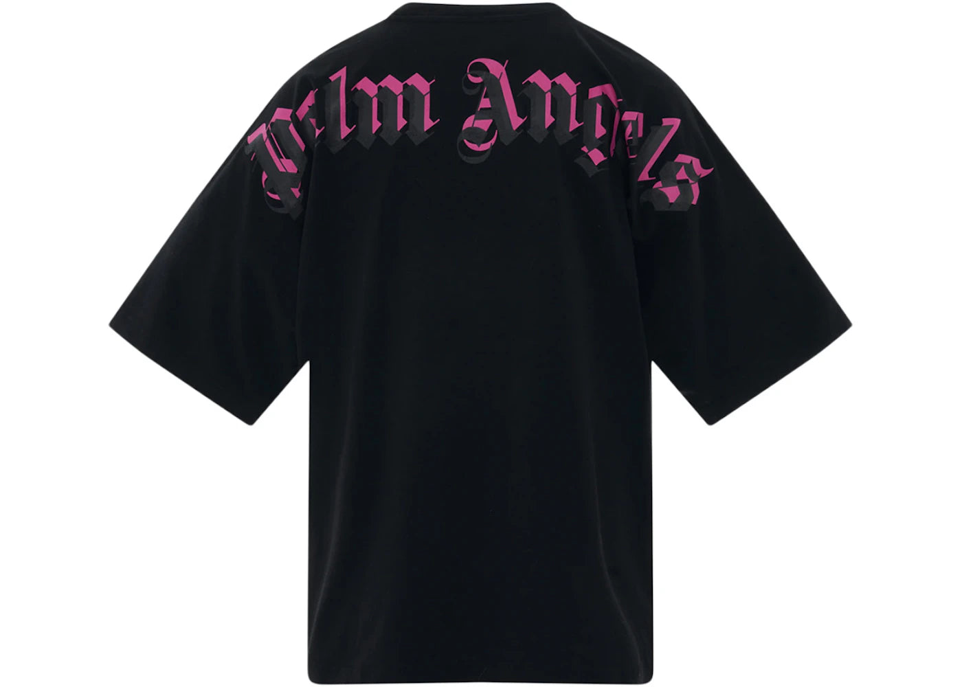 palm angels doubled logo over tee black/fuschia