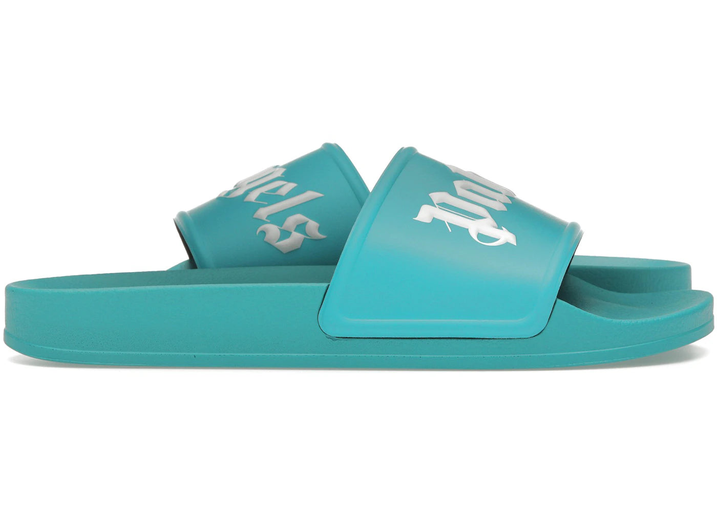 Palm Angels Logo Pool Slides Light Blue