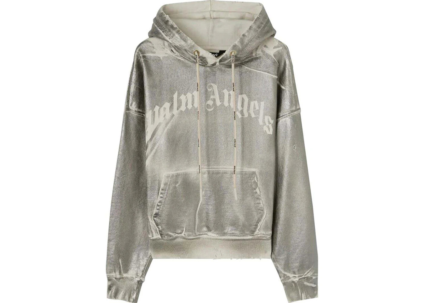 palm angels metallic hoodie grey