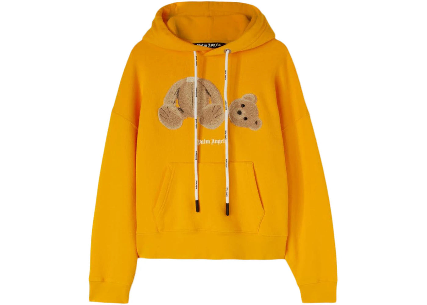 palm angels pa bear hoodie ocher yellow/brown