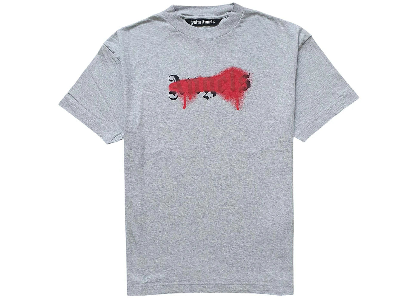 palm angels paint-splatter logo t-shirt grey/red