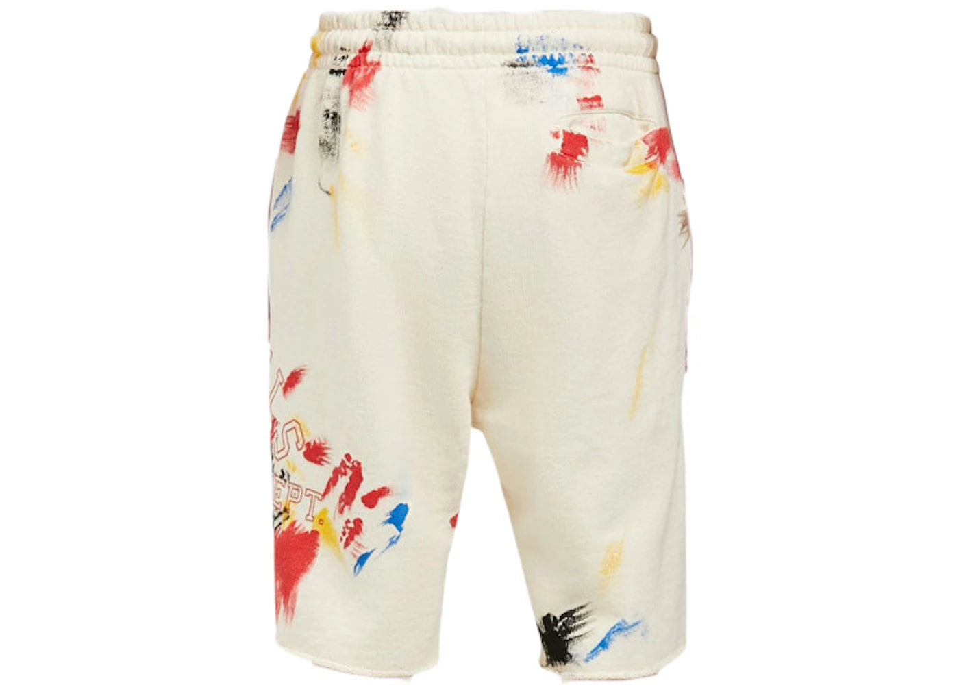 palm angels painted college logo sweat shorts white multi