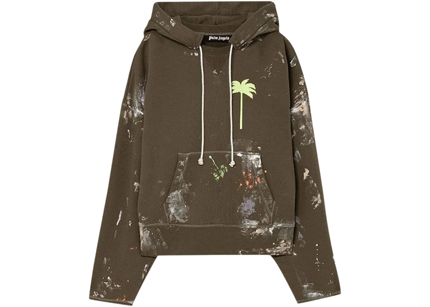 palm angels painted raw cut hoodie green
