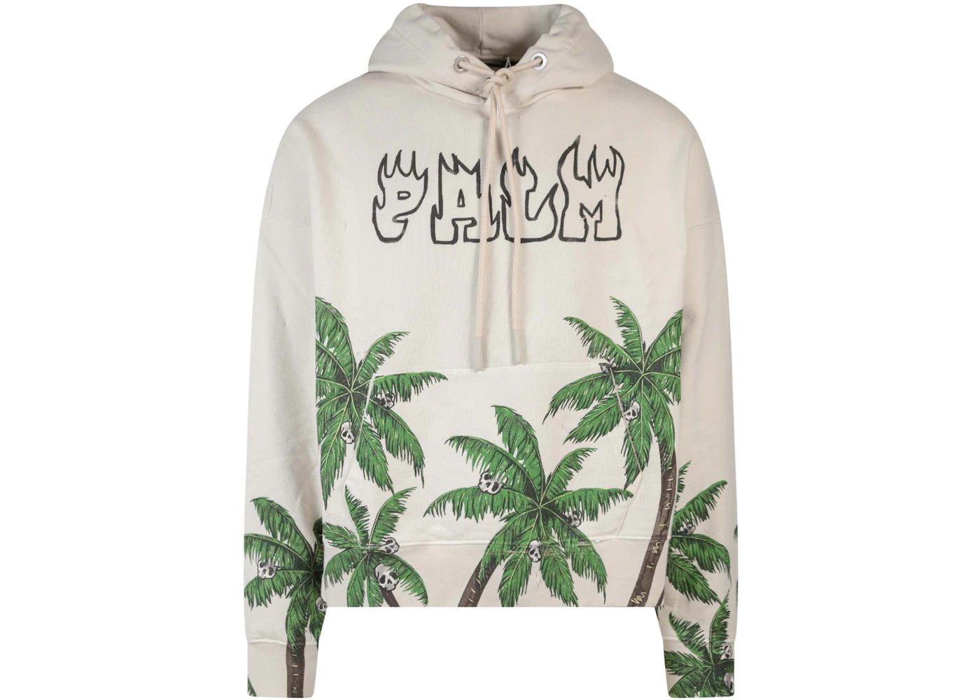 palm angels palms & skull vintage hoodie white/green