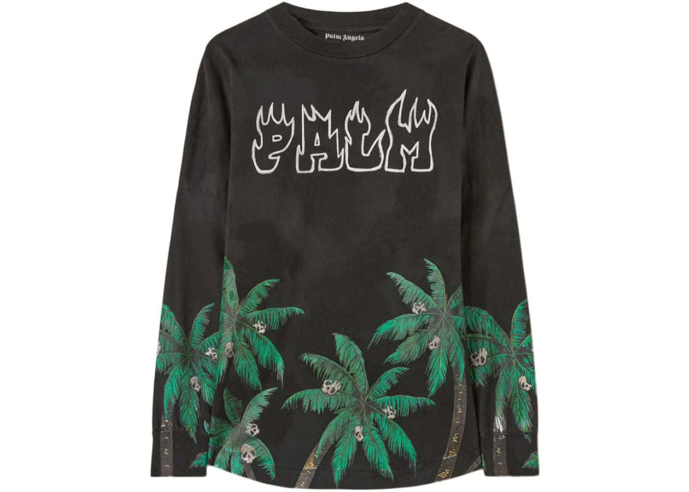 palm angels palms&skull over l/s t-shirt black/green