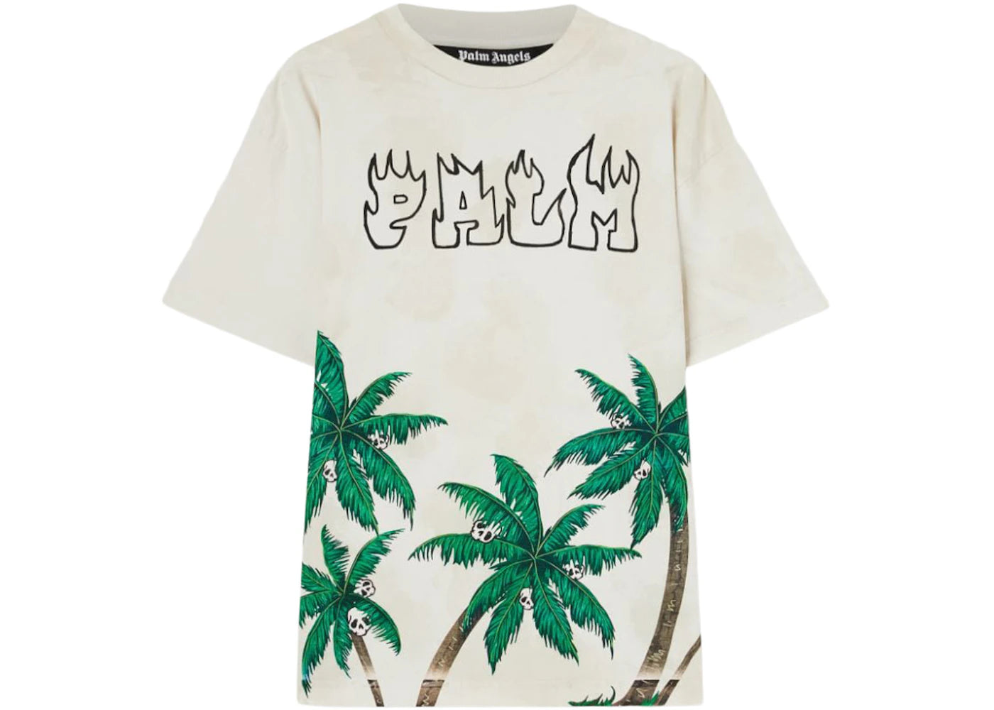 palm angels palms&skull vintage t-shirt white/green